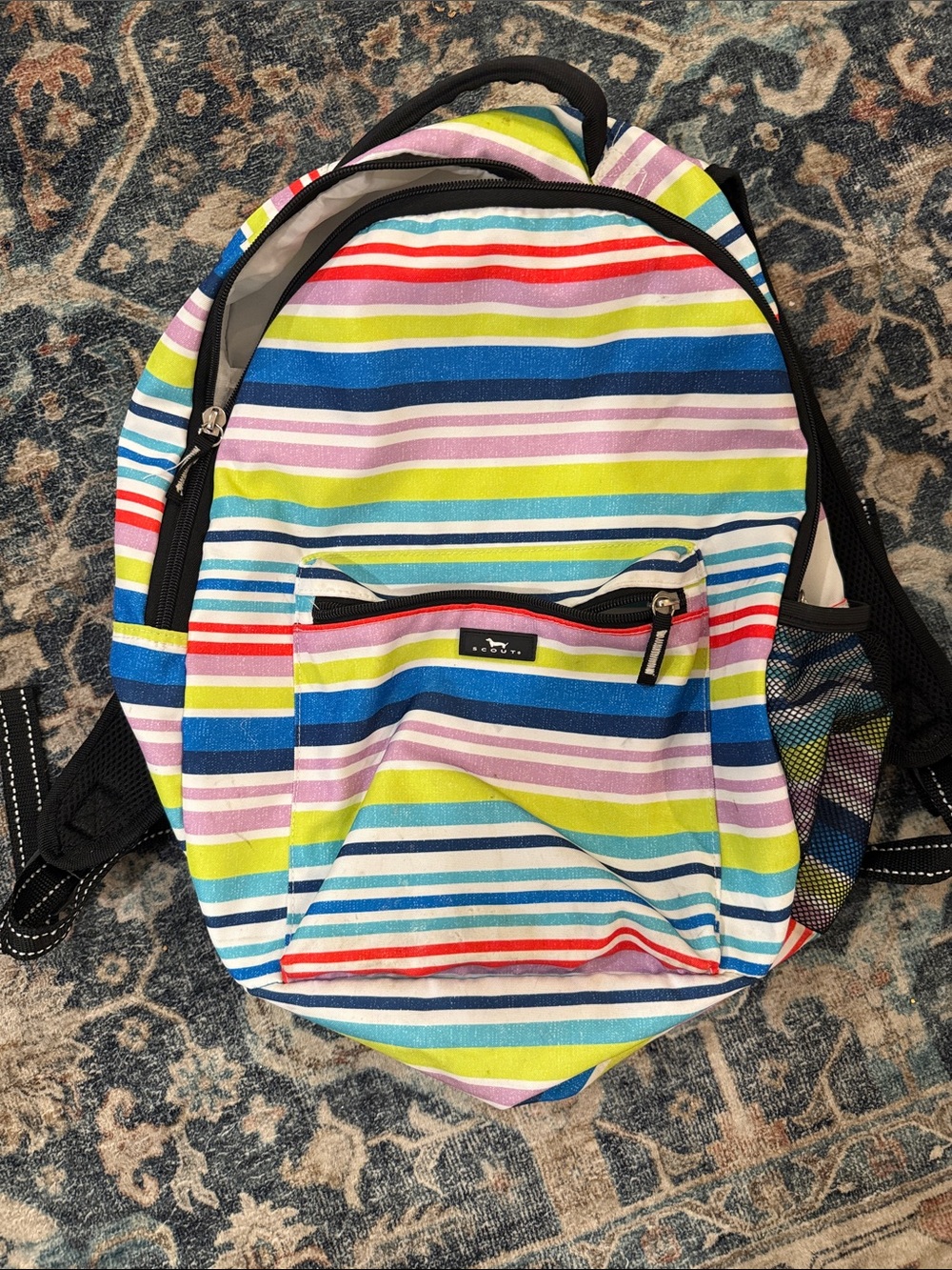 Kids Striped Multicolor Backpack - Brand: scout